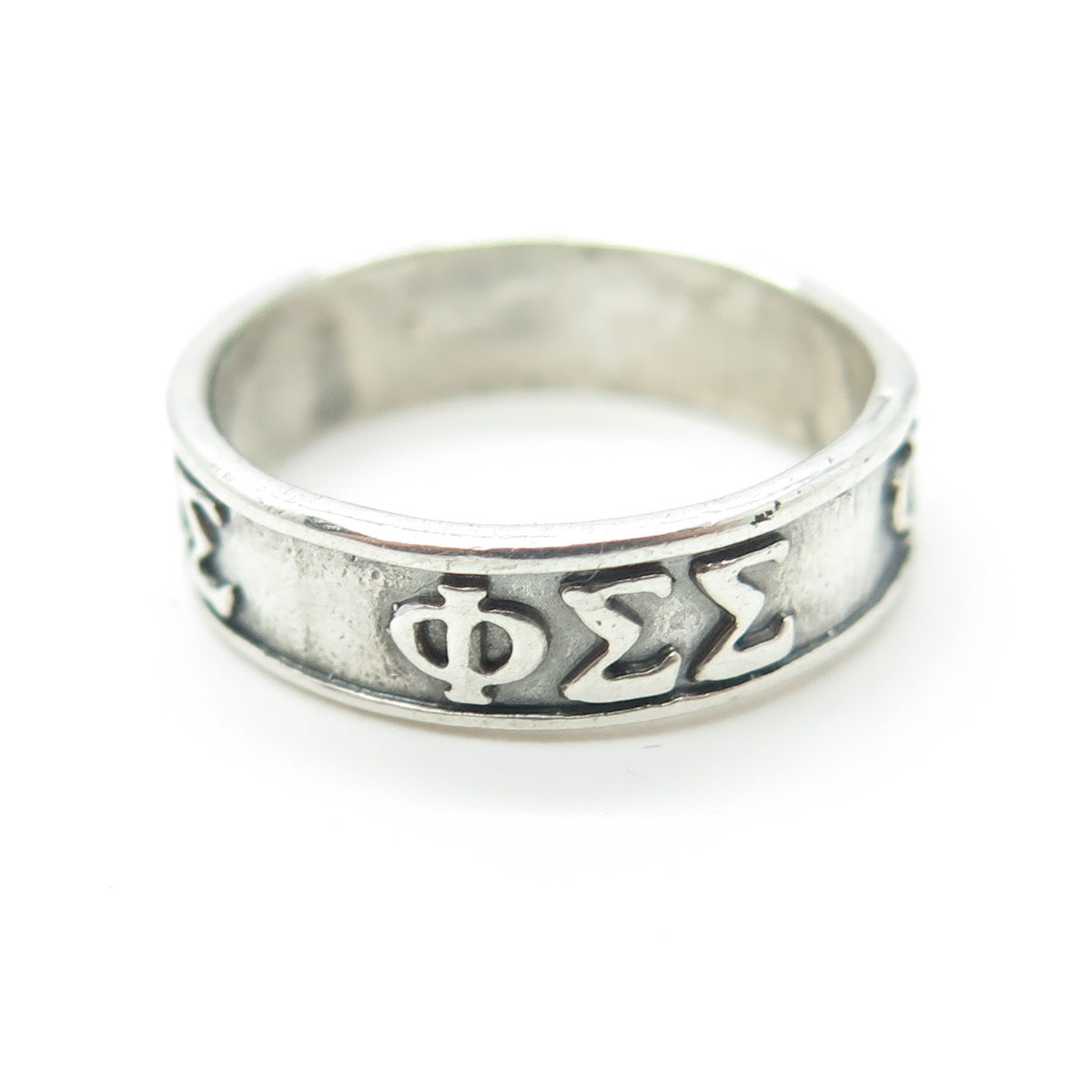 925 Sterling Silver Vintage Phi Sigma Sigma Band Ring Size 5.25