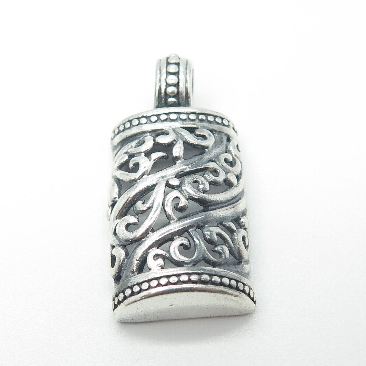 925 Sterling Silver Vintage Ornate Floral Oxidized Pendant
