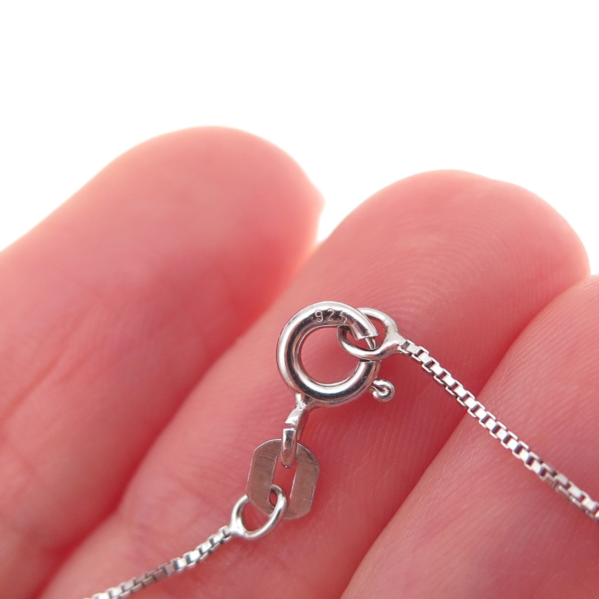 925 Sterling Silver Enamel Heart Couple Box Chain Necklace 18"