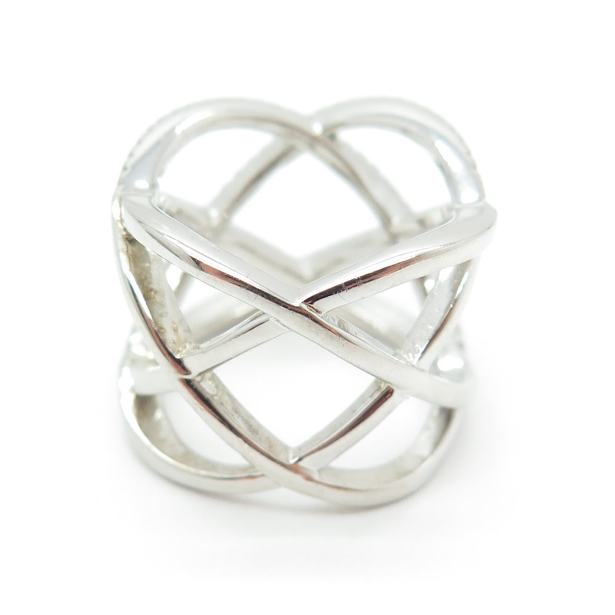 925 Sterling Silver Round-Cut C Z Crisscross Ring Size 5.75