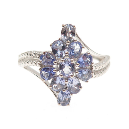 Chuck Clemency 925 Sterling Silver Real Oval & Pear-Cut Tanzanite Ring Size 8