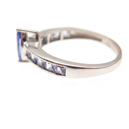 Chuck Clemency 925 Sterling Real Marquise & Princess-Cut Tanzanite Ring Size 8