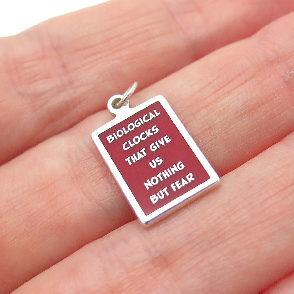925 Sterling Enamel Biological Clocks That Give Us Nothing But Fear Mini Pendant
