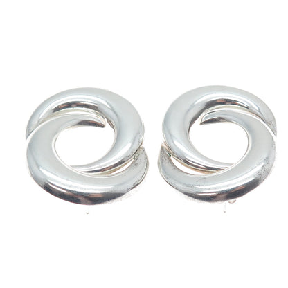 925 Sterling Silver Vintage Mexico Modernist Crescent Yin Yang Earrings