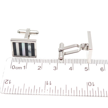 WEH Walter E Hayward 925 Sterling Silver Vintage Real MOP & Black Onyx Cufflinks
