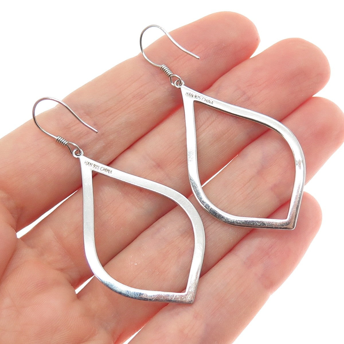 925 Sterling Silver Real Marcasite Modernist Dangle Earrings