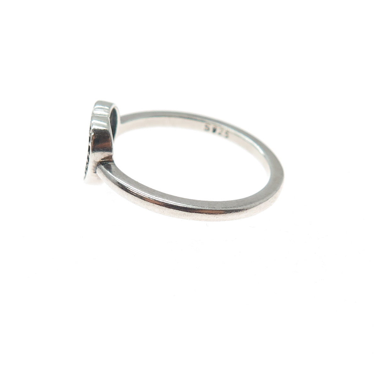 925 Sterling Silver Round-Cut C Z Open Heart Ring Size 6