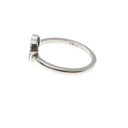 925 Sterling Silver Round-Cut C Z Open Heart Ring Size 6