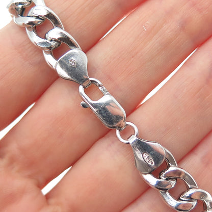 925 Sterling Silver Vintage Italy Curb Link Bracelet 8.75"