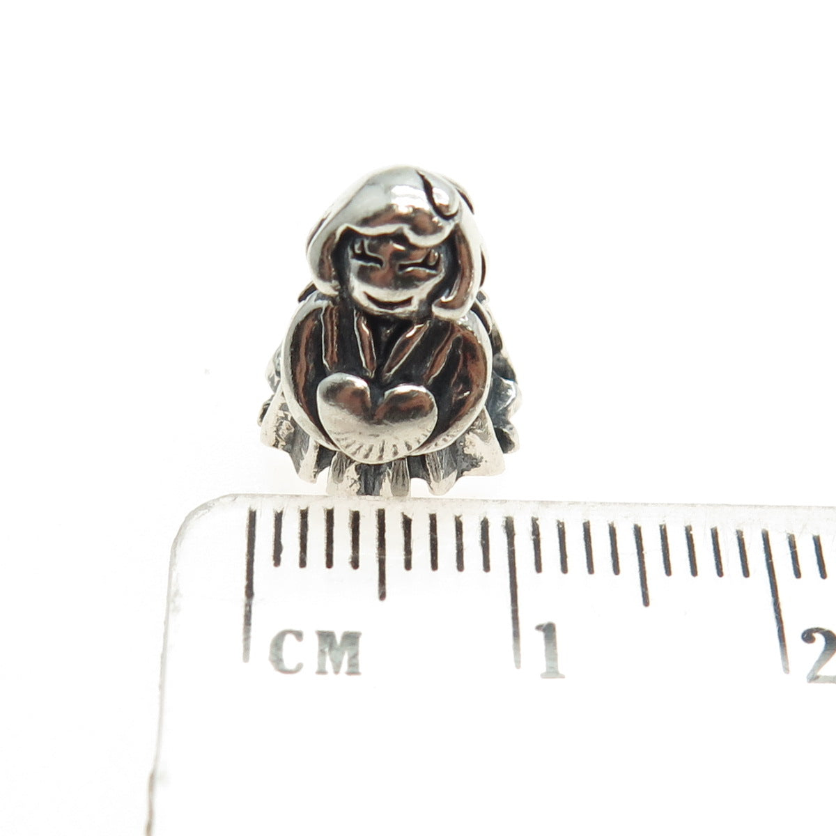 JM DESIGNS 925 Sterling Silver Lady Heart Bead Charm