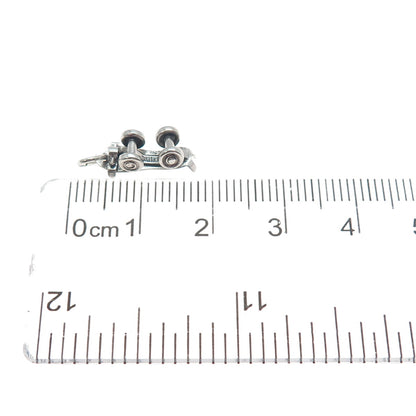 925 Sterling Silver Vintage Skateboard Minimalist Movable 3D Charm Pendant