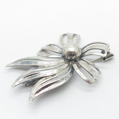 830 Silver Vintage Ribbon Bow Pin Brooch