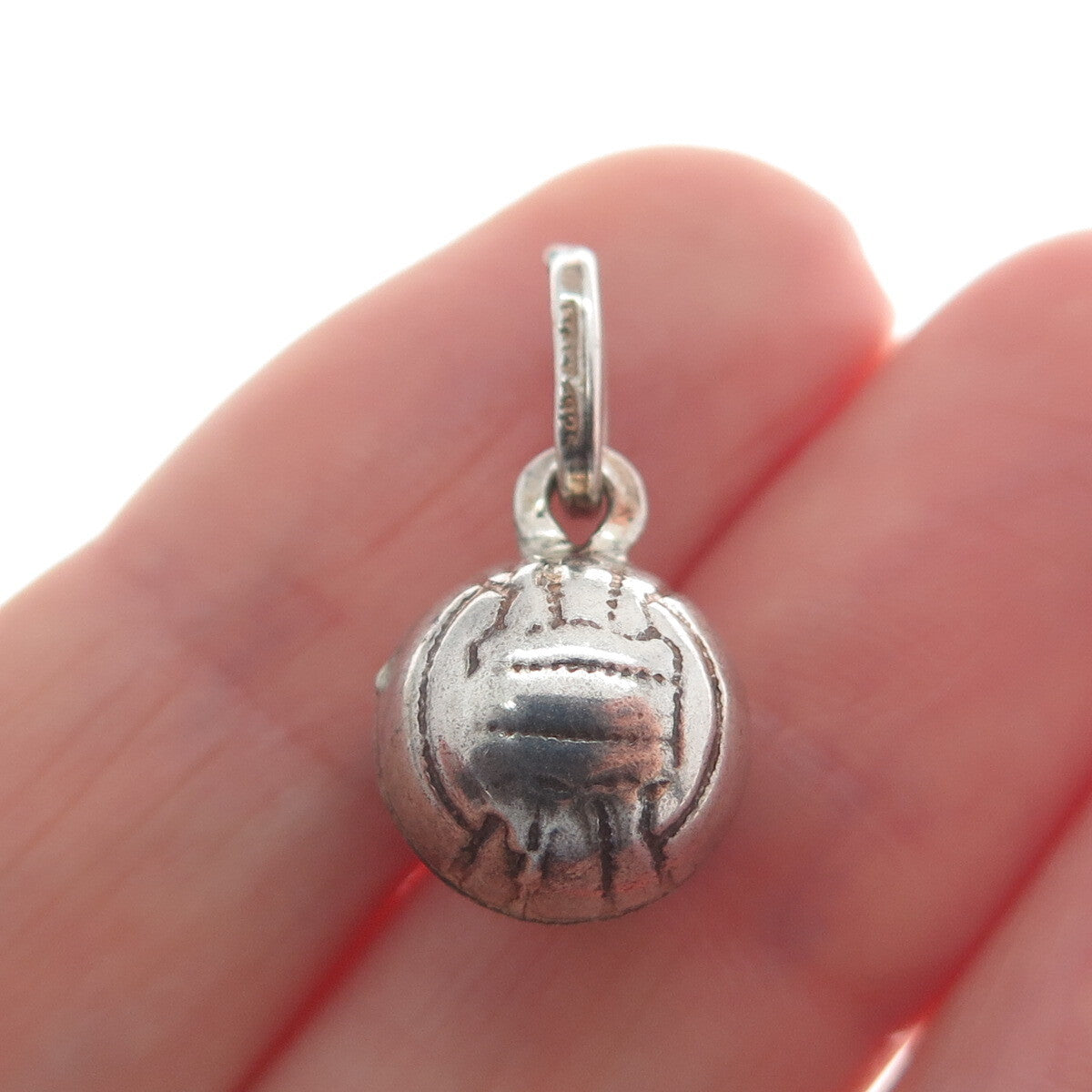 925 Sterling Silver Vintage Italy Basketball Minimalist 3D Charm Pendant