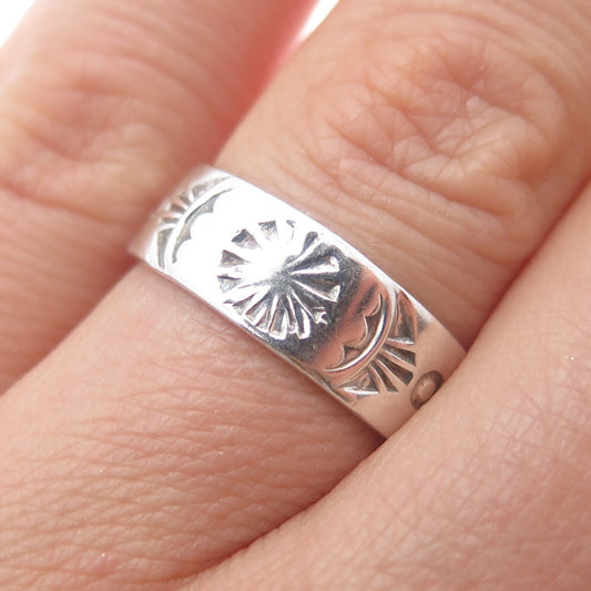 C. AGUILAR Old Pawn 925 Sterling Silver Vintage Southwestern Band Ring Size 7.25
