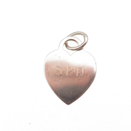 Tiffany & Co. 925 Sterling Silver Vintage Engraved SPD Mono Heart Charm Pendant