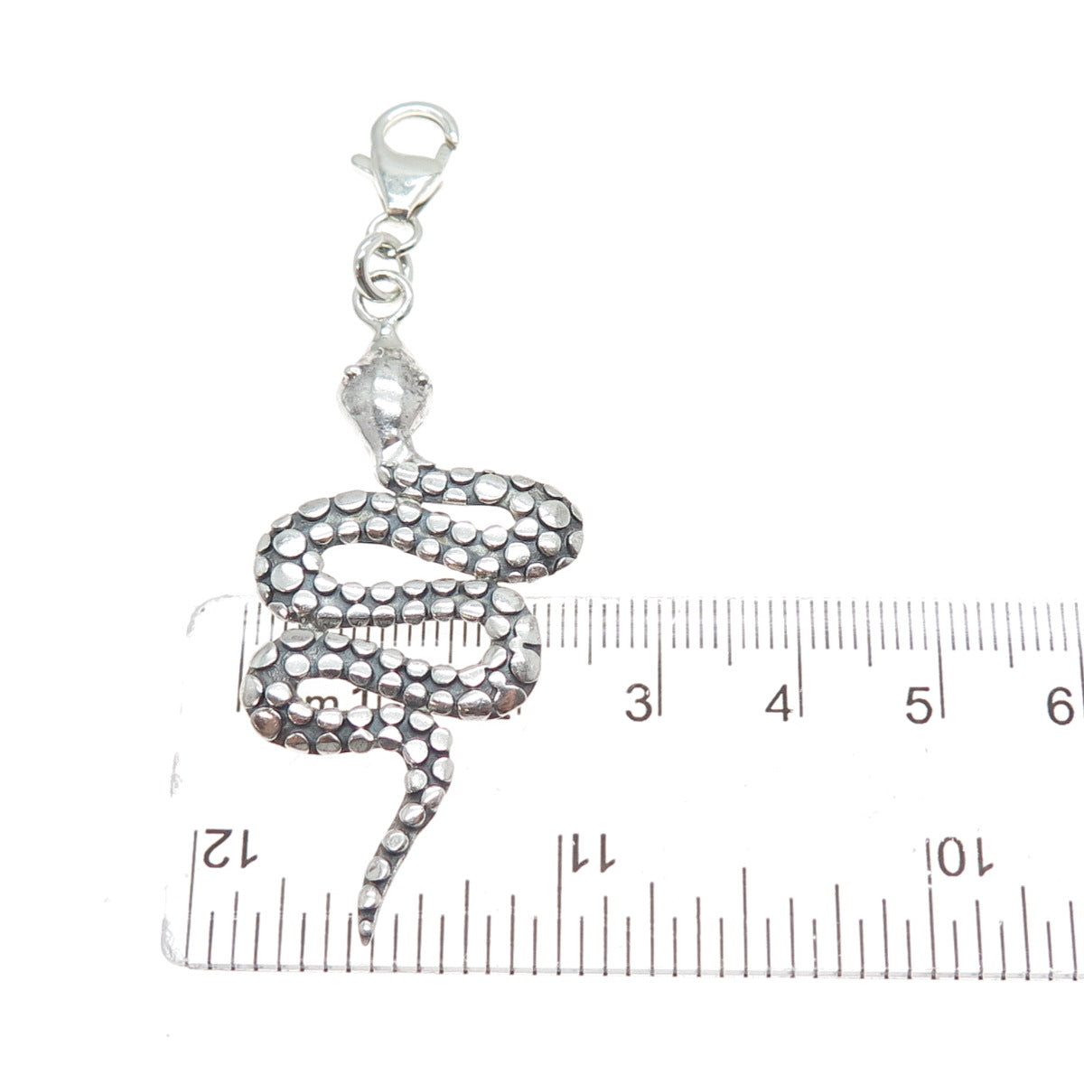 925 Sterling Silver Vintage Snake Lobster Claw Lock Pendant