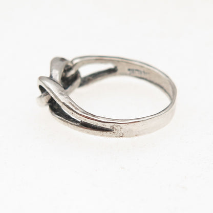 925 Sterling Silver Vintage Interlocked Link Oxidized Ring Size 6.75