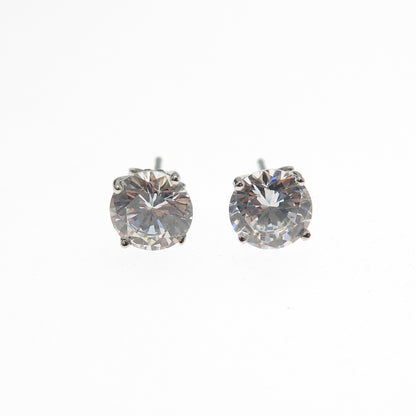 925 Sterling Silver Round-Cut C Z Stud Earrings