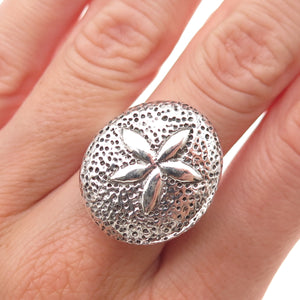925 Sterling Silver Vintage Italy Sand Dollar Oxidized Ring Size 8.5