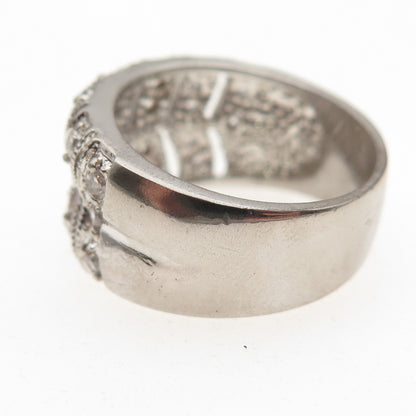 925 Sterling Silver Round-Cut C Z Modernist Ring Size 8