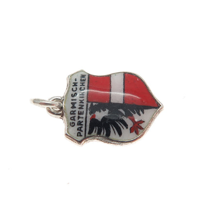 835 Silver Vintage PL Enamel Garmisch-Partenkirchen Coat of Arms Mini Pendant