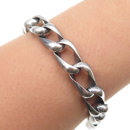 925 Sterling Silver Vintage Mexico Curb Link Oxidized Bracelet 7"