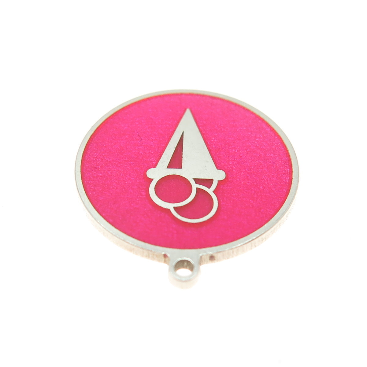 Tokemoti 925 Sterling Silver Pink Enamel Ice Cream Round Tag Minimalist Pendant