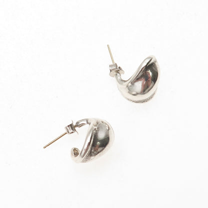 925 Sterling Silver 14K Gold Posts Vintage Modernist Oxidized Earrings