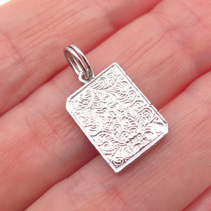 925 Sterling Silver Vintage Holy Bible Mini Charm Pendant