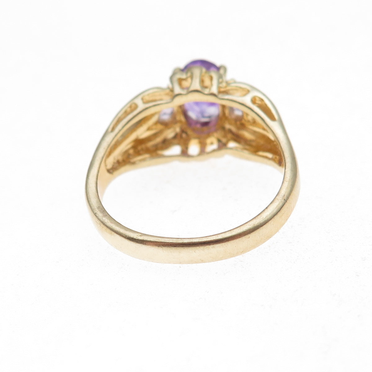 925 Sterling Silver Gold Plated Real Amethyst Ring Size 9