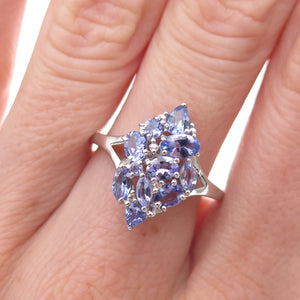 Chuck Clemency 925 Sterling Silver Real Multi-Cut Tanzanite Ring Size 8.25