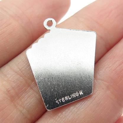 925 Sterling Silver Vintage Royal Flush Spades Poker Minimalist Charm Pendant