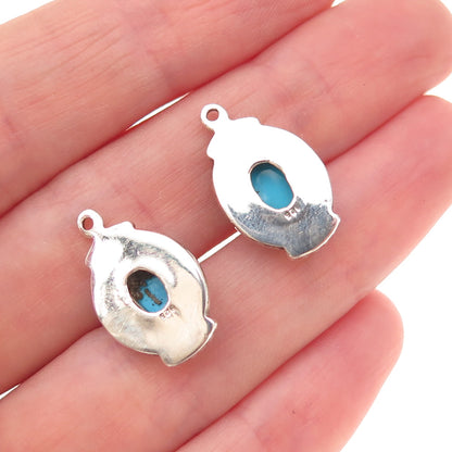 925 Sterling Silver Vintage Real Sleeping Beauty Turquoise Jacket Earrings