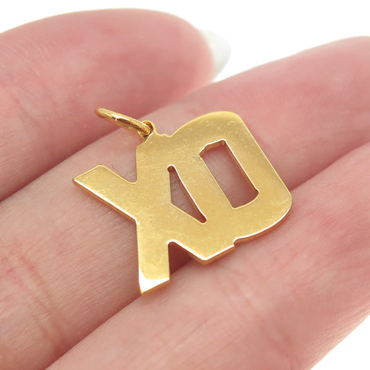 925 Sterling Silver Gold Plated "XO" Hugs & Kisses Minimalist Charm Pendant