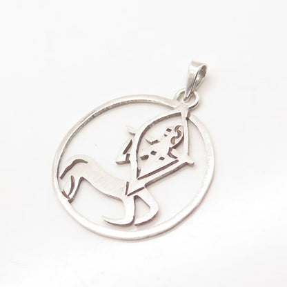 925 Sterling Silver Vintage Mexico "Sagittarius" Zodiac Sign Round Pendant