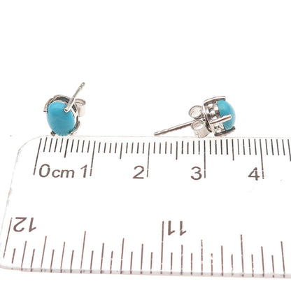 925 Sterling Silver Real Sleeping Beauty Turquoise Stud Earrings