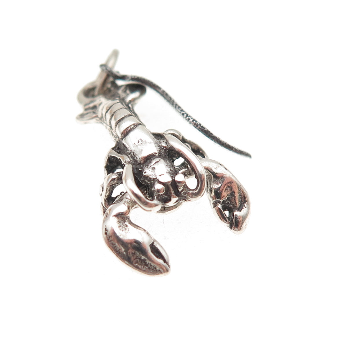 925 Sterling Silver Vintage Acadia National Park Lobster Oxidized Charm Pendant