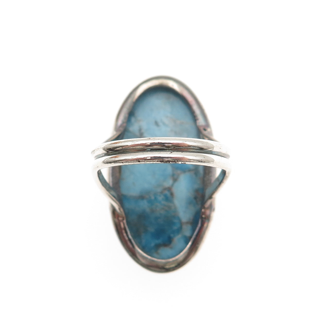925 Sterling Silver Vintage Real Cabochon Larimar Ring Size 9.75