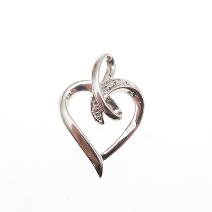 925 Sterling Silver Round-Cut C Z Heart Mini Charm Pendant