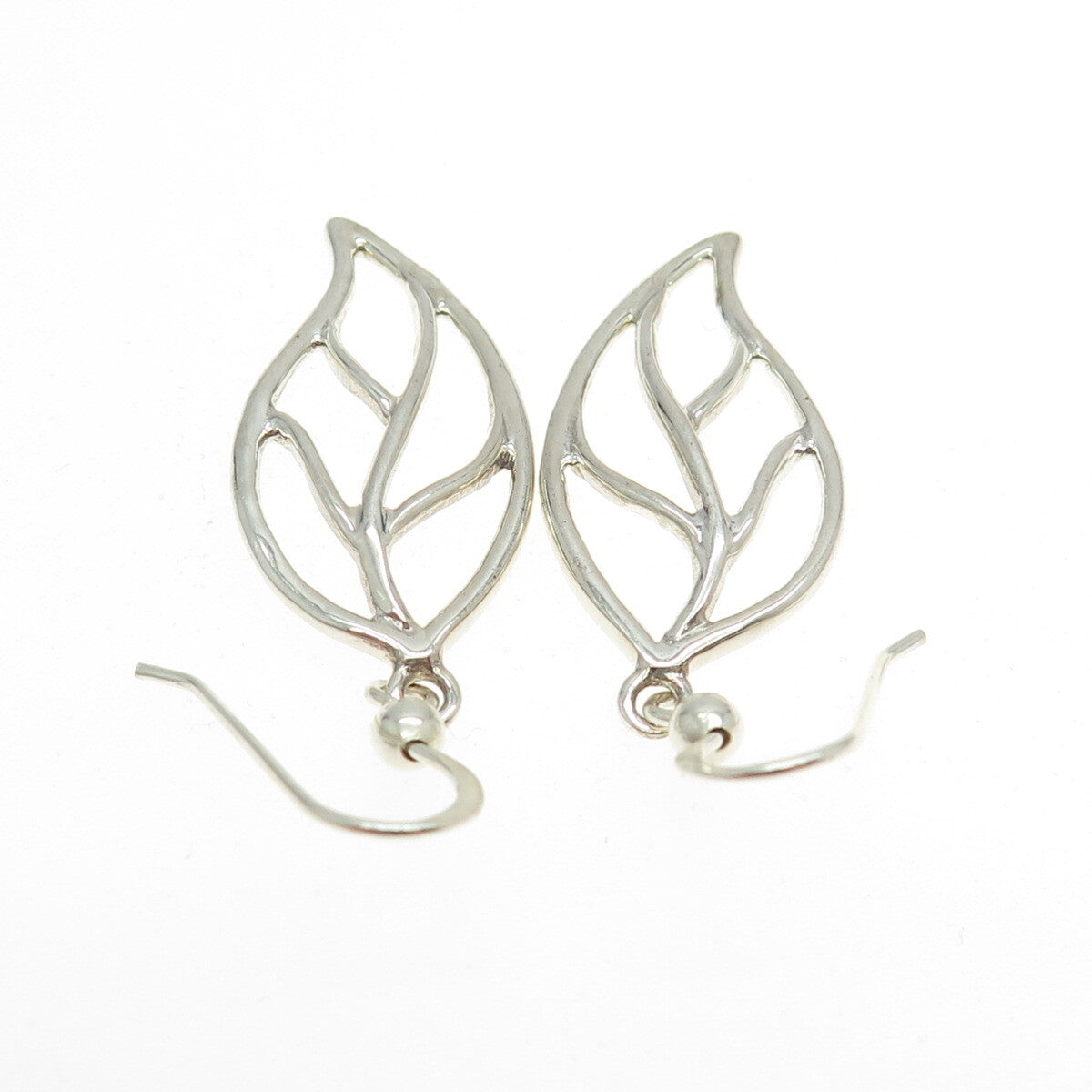 925 Sterling Silver Leaf Floral Dangling Earrings