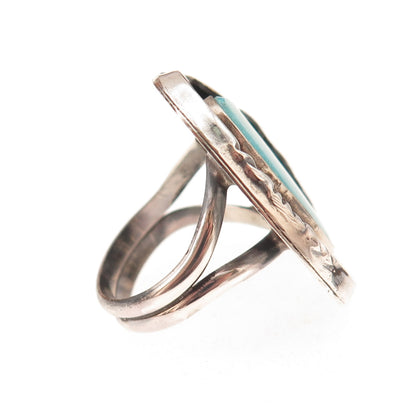 Old Pawn 925 Sterling Silver Vintage Southwestern Turquoise Wing Ring Size 7