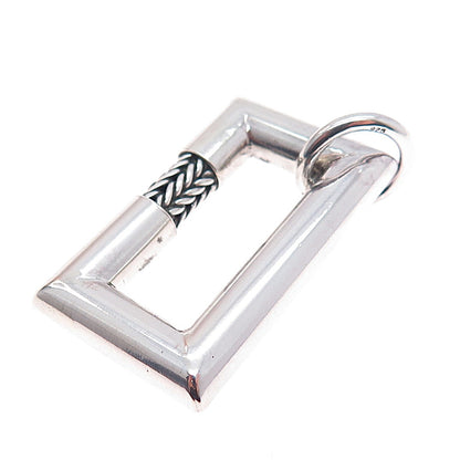 925 Sterling Silver Vintage Modernist Spiga Frame Oxidized Charm Pendant