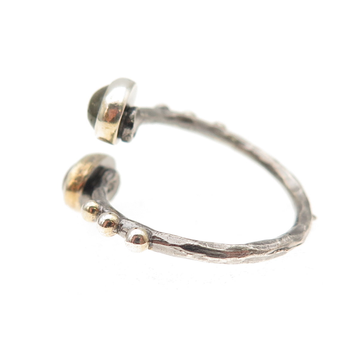 925 Sterling Silver Vintage Real Green & Pink Tourmaline Adjustable Ring Size 6