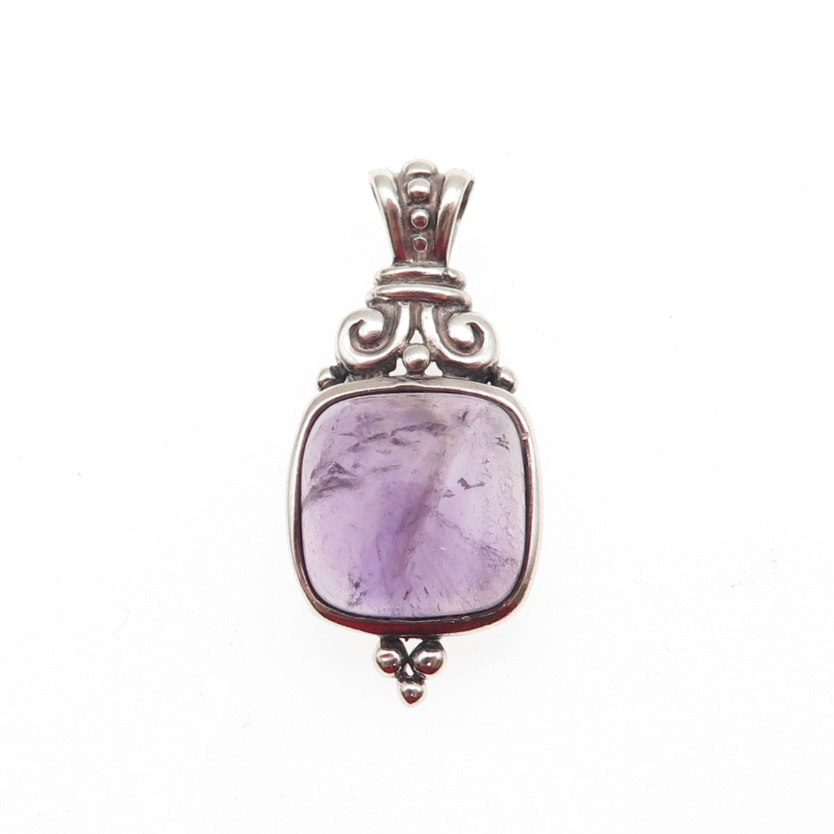 ATI Annika Witt 925 Sterling Silver Vintage Real Amethyst Oxidized Charm Pendant