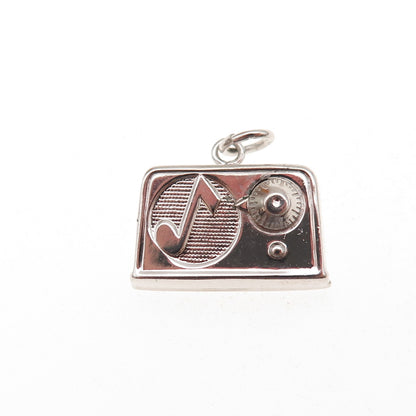 Art's Elegance 925 Sterling Silver Vintage Retro Radio Charm Pendant