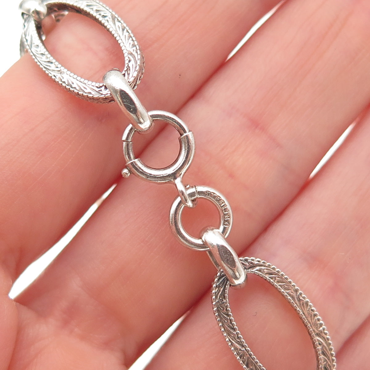 925 Sterling Silver Antique Art Deco Delta Epsilon Phi Sorority Bracelet 7.25"