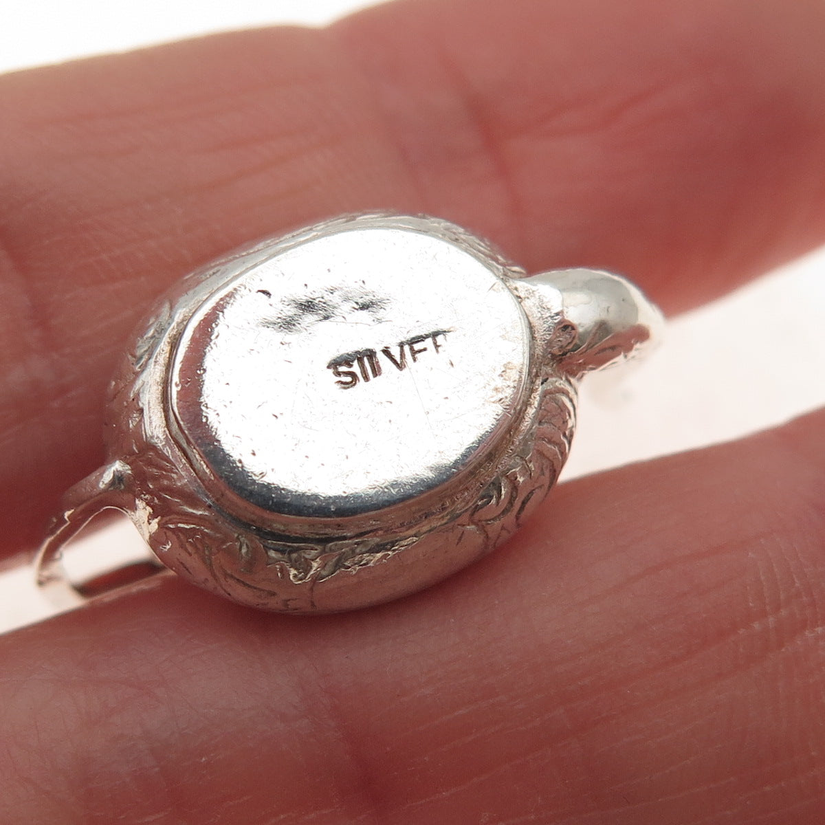 925 Sterling Silver Antique Art Deco Teapot Oxidized 3D Open Charm Pendant