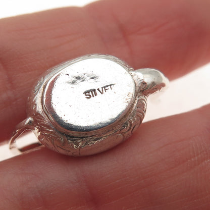 925 Sterling Silver Antique Art Deco Teapot Oxidized 3D Open Charm Pendant