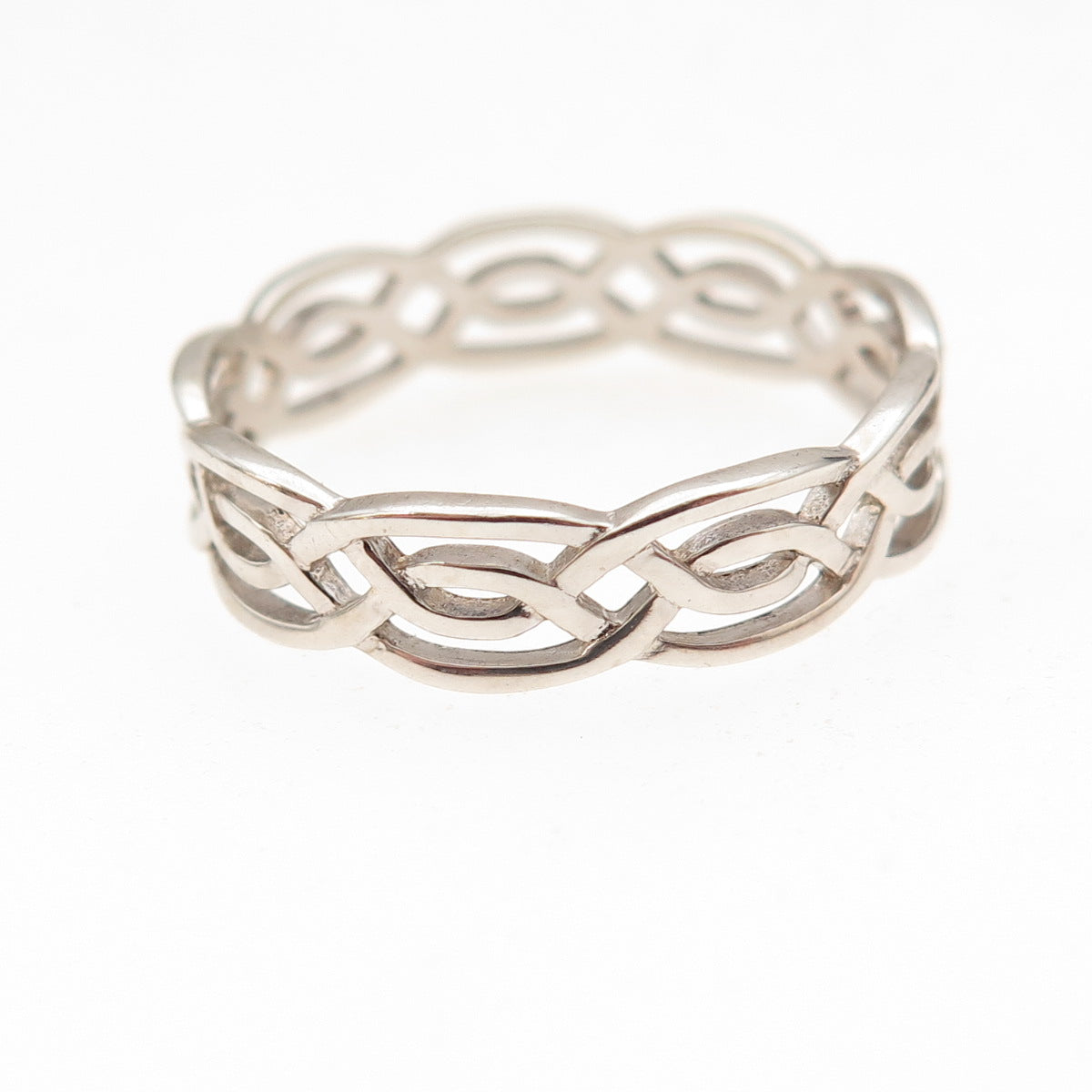 925 Sterling Silver Vintage Woven Band Ring Size 9.25