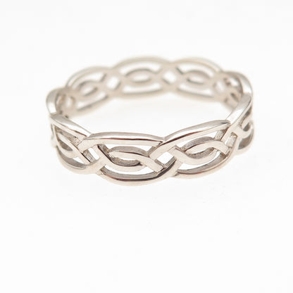 925 Sterling Silver Vintage Woven Band Ring Size 9.25